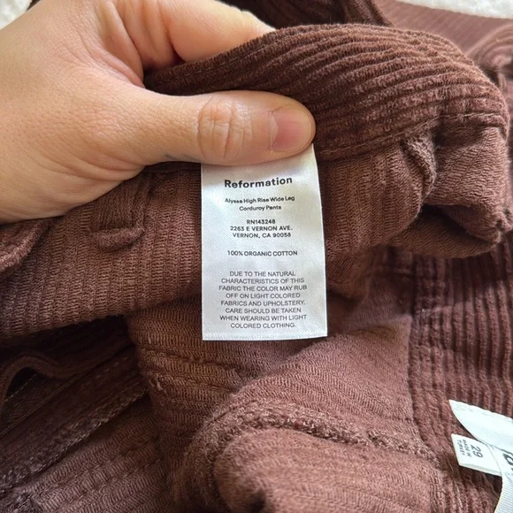 Reformation high rise corduroy pants